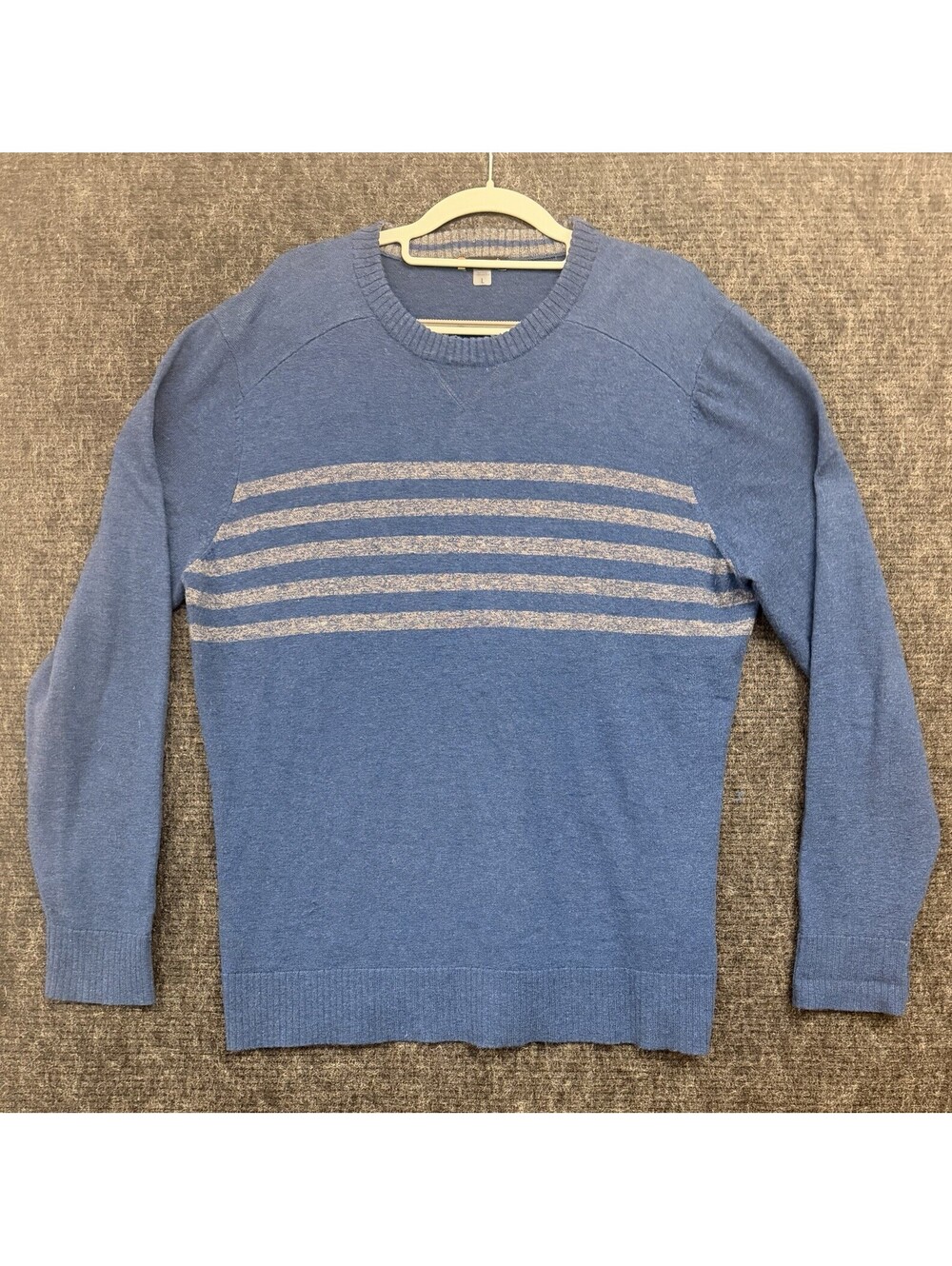 Smartwool Men's Striped Merino Wool Blend Crewneck Sweater Size Large Blue Gray